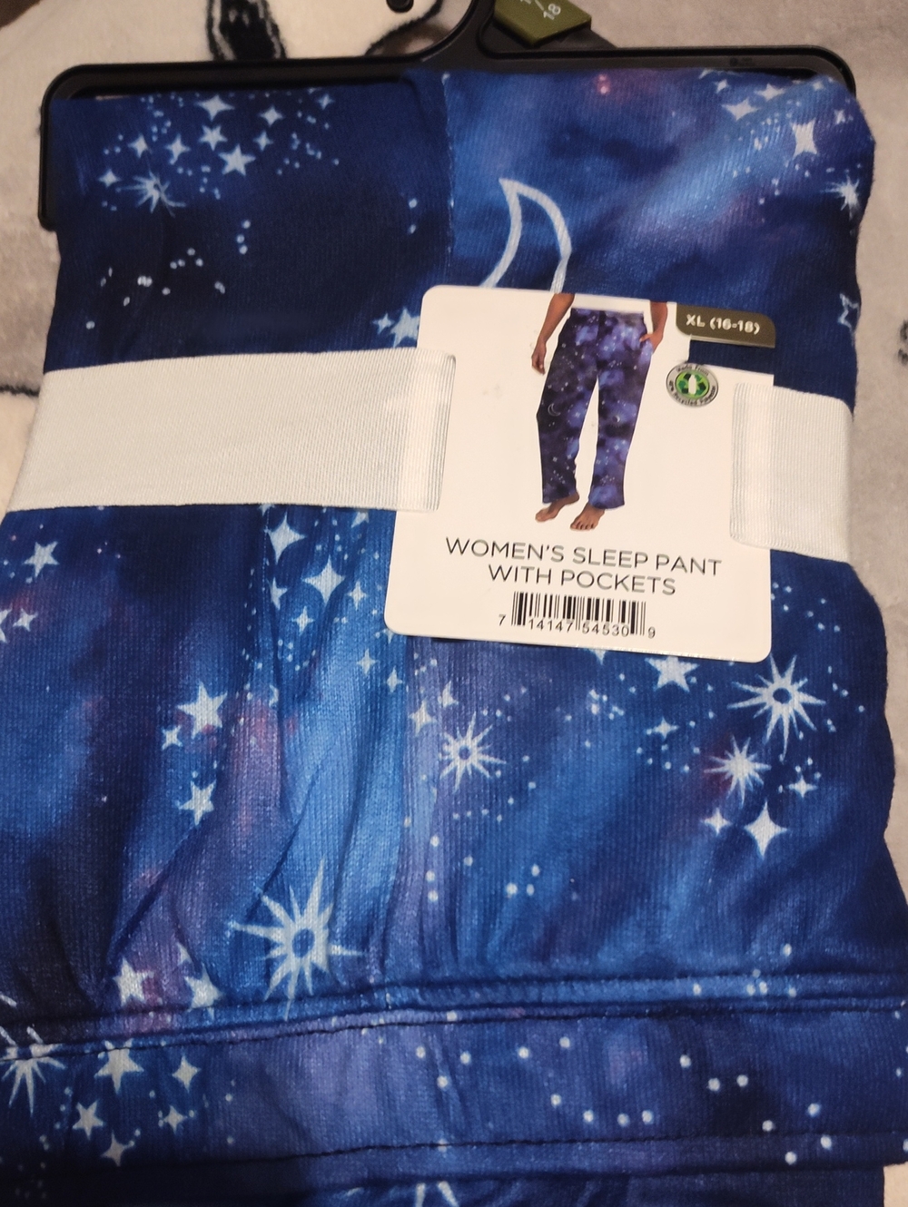 Women's Galaxy Print Sleep Pants with Pockets - Blue
